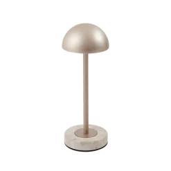 Lindby LED tafellamp op accu Pippin, goud/travertin, hoogte 27 cm