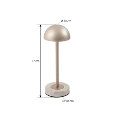 Lindby LED tafellamp op accu Pippin, goud/travertin, hoogte 27 cm