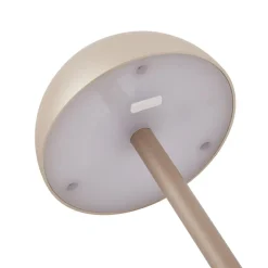 Lindby LED tafellamp op accu Pippin, goud/travertin, hoogte 27 cm