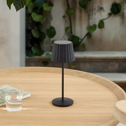 Lindby LED tafellamp op accu Esali, zwart, metaal, IP65