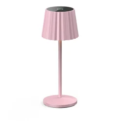 Lindby LED tafellamp op accu Esali, roze, metaal, IP54