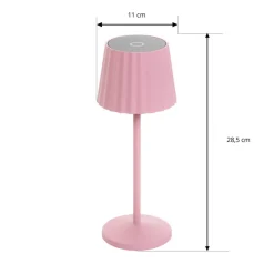 Lindby LED tafellamp op accu Esali, roze, metaal, IP54