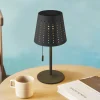 Lindby LED tafellamp op zonne-energie Hilario, zwart, ijzer, oplaadbare