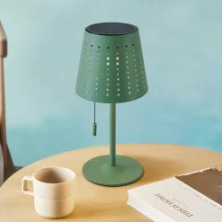 Lindby LED tafellamp op zonne-energie Hilario, groen, ijzer, oplaadbare