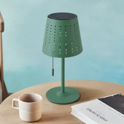 Lindby LED tafellamp op zonne-energie Hilario, groen, ijzer, oplaadbare