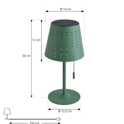 Lindby LED tafellamp op zonne-energie Hilario, groen, ijzer, oplaadbare