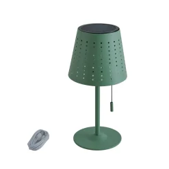 Lindby LED tafellamp op zonne-energie Hilario, groen, ijzer, oplaadbare