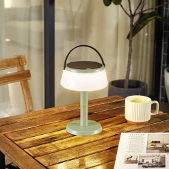 Lindby LED tafellamp op zonne-energie Mikkel, groen, dimbaar