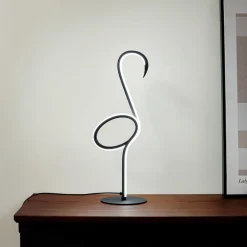 Lindby LED tafellamp Pajaro, 49cm, zwart, aluminium, flamingo