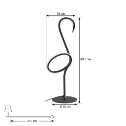 Lindby LED tafellamp Pajaro, 49cm, zwart, aluminium, flamingo