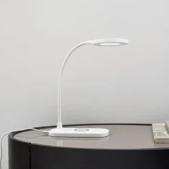 Lindby LED tafellamp Siona, wit, CCT, dimbaar, laadstation