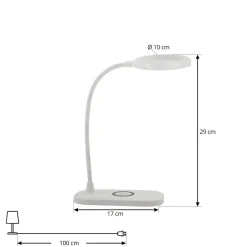 Lindby LED tafellamp Siona, wit, CCT, dimbaar, laadstation