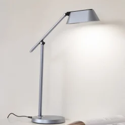 Lindby LED tafellamp Thies, grijs, ABS, hoogte 78cm, dimbaar