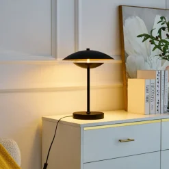 Lindby LED tafellamp Tiama, metaal, zwart/goud, Ø 30 cm