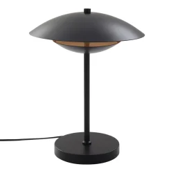 Lindby LED tafellamp Tiama, metaal, zwart/goud, Ø 30 cm
