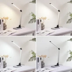 Lindby LED tafellamp Valtaris, zilver, aluminium, CCT, dimbaar