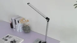 Lindby LED tafellamp Valtaris, zilver, aluminium, CCT, dimbaar