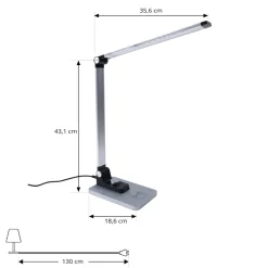 Lindby LED tafellamp Valtaris, zilver, aluminium, CCT, dimbaar