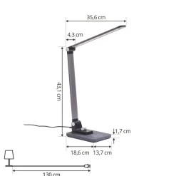 Lindby LED tafellamp Valtaris, grijs, aluminium, CCT, dimbaar