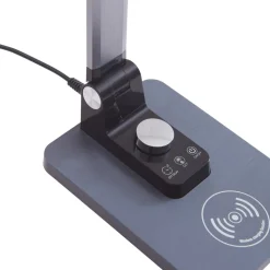 Lindby LED tafellamp Valtaris, grijs, aluminium, CCT, dimbaar