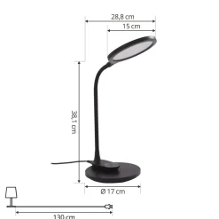 Lindby LED tafellamp Valtaria, zwart, CCT, dimbaar