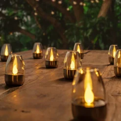 Lindby LED tafellampen Pedas, set van 10, grijs