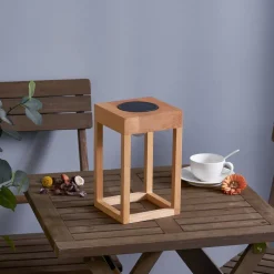 Lindby LED terraslamp Peransa, hout, 25 cm hoog