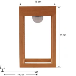 Lindby LED terraslamp Peransa, hout, 25 cm hoog
