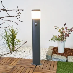 Lindby LED tuinpadverlichting Marius, 80 cm, antraciet, sensor