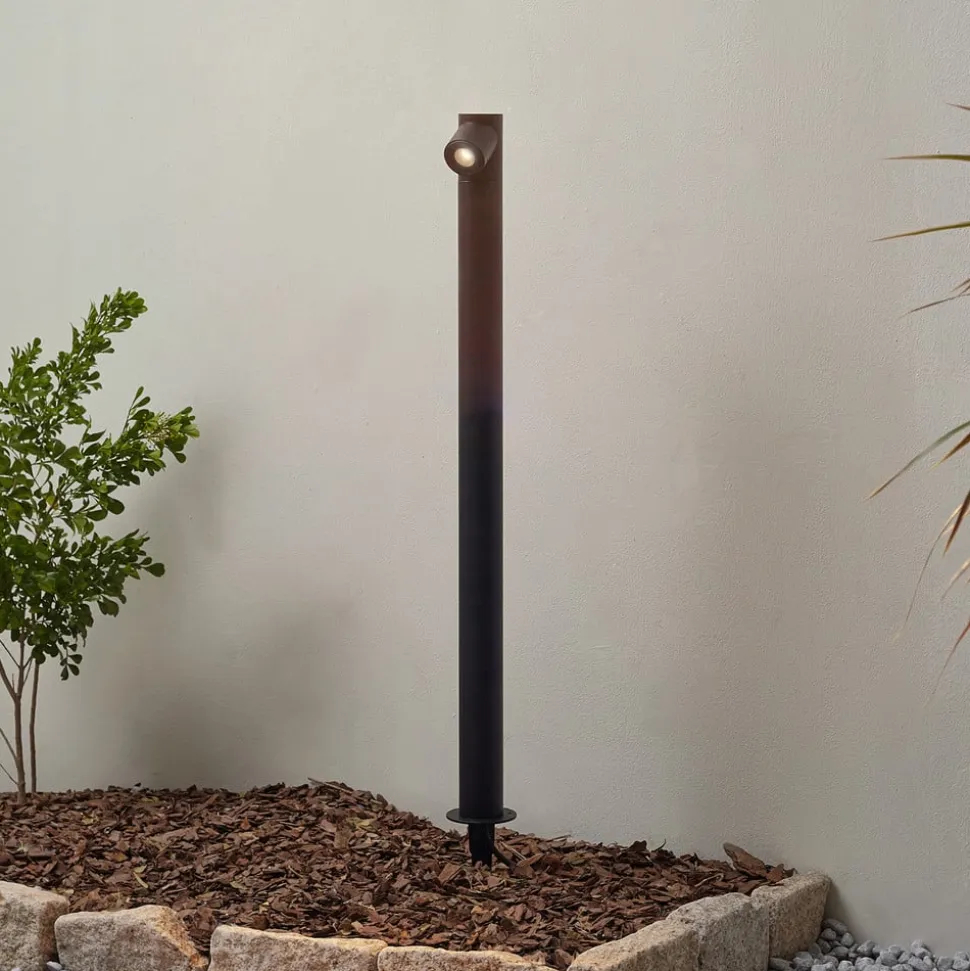 Lindby LED tuinpadverlichting Luzian, hoogte 80 cm, zwart, grondspies