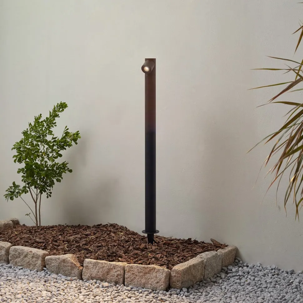 Lindby LED tuinpadverlichting Luzian, hoogte 80 cm, zwart, grondspies