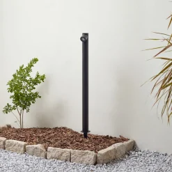 Lindby LED tuinpadverlichting Luzian, hoogte 80 cm, zwart, grondspies