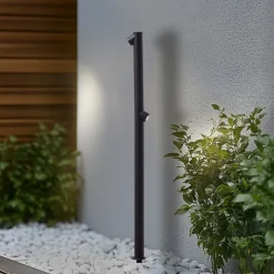 Lindby LED tuinpadverlichting Luzian, hoogte 120cm, zwart, grondspies