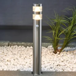 Lindby LED tuinpadverlichting Lanea, 60 cm, grijs, sensor, IP44