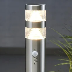 Lindby LED tuinpadverlichting Lanea, 60 cm, grijs, sensor, IP44