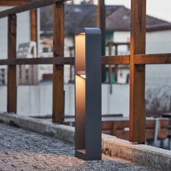 Lindby LED tuinpadverlichting Darko, 80 cm, grijs, metaal, IP54