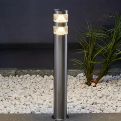 Lindby LED tuinpadverlichting Lanea, 60 cm, grijs, roestvrij staal, IP44