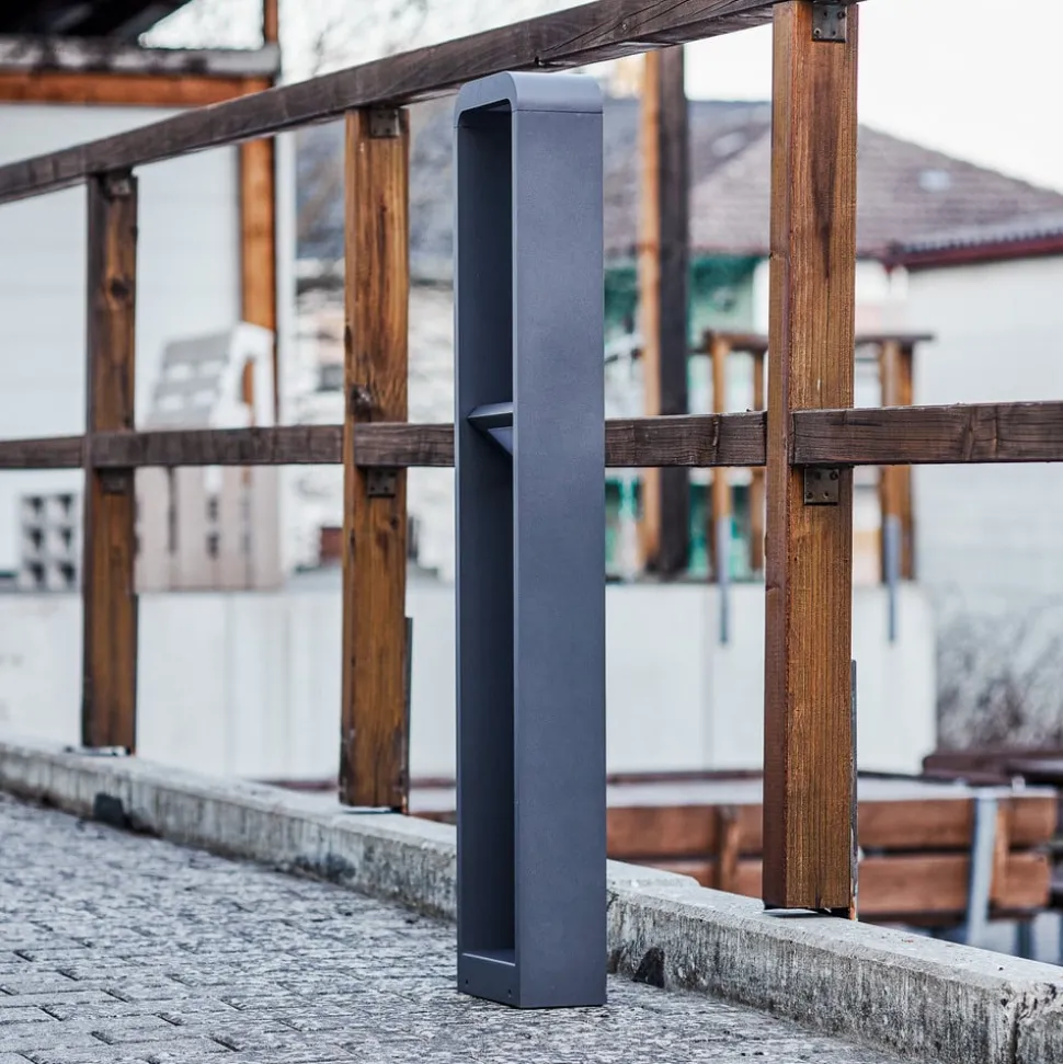 Lindby LED tuinpadverlichting Darko, 100cm, grijs, metaal, IP54