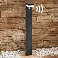 Lindby LED tuinpadverlichting Chioma, antraciet, sensor