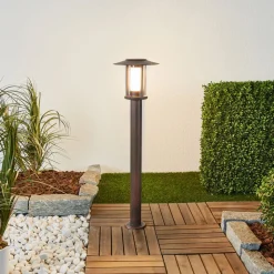 Lindby LED tuinpadverlichting Pavlos, 76 cm, roestkleurig, roestvrij staal