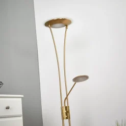 Lindby LED uplighter Eda, hoogte 180 cm, messing, dimbaar