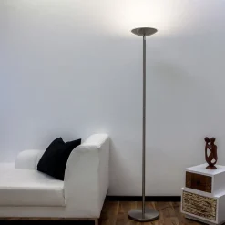 Lindby LED uplighter Malea, 180 cm, nikkel, metaal