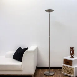 Lindby LED uplighter Malea, 180 cm, nikkel, metaal