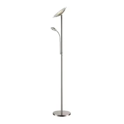 Lindby LED uplighter Malea, 180 cm, nikkel, leesarm