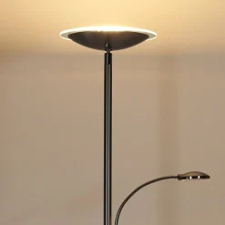Lindby LED uplighter Malea, 180 cm, nikkel, leesarm