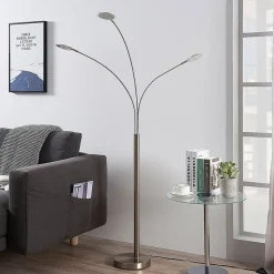 Lindby LED vloerlamp Anea, 168 cm, 3-lamps, nikkelkleurig