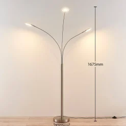 Lindby LED vloerlamp Anea, 168 cm, 3-lamps, nikkelkleurig