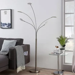 Lindby LED vloerlamp Anea, 179 cm, 5-lamps, nikkelkleurig