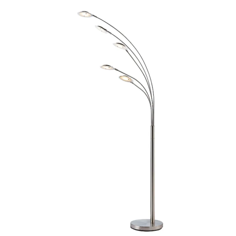 Lindby LED vloerlamp Anea, 179 cm, 5-lamps, nikkelkleurig