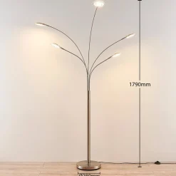 Lindby LED vloerlamp Anea, 179 cm, 5-lamps, nikkelkleurig